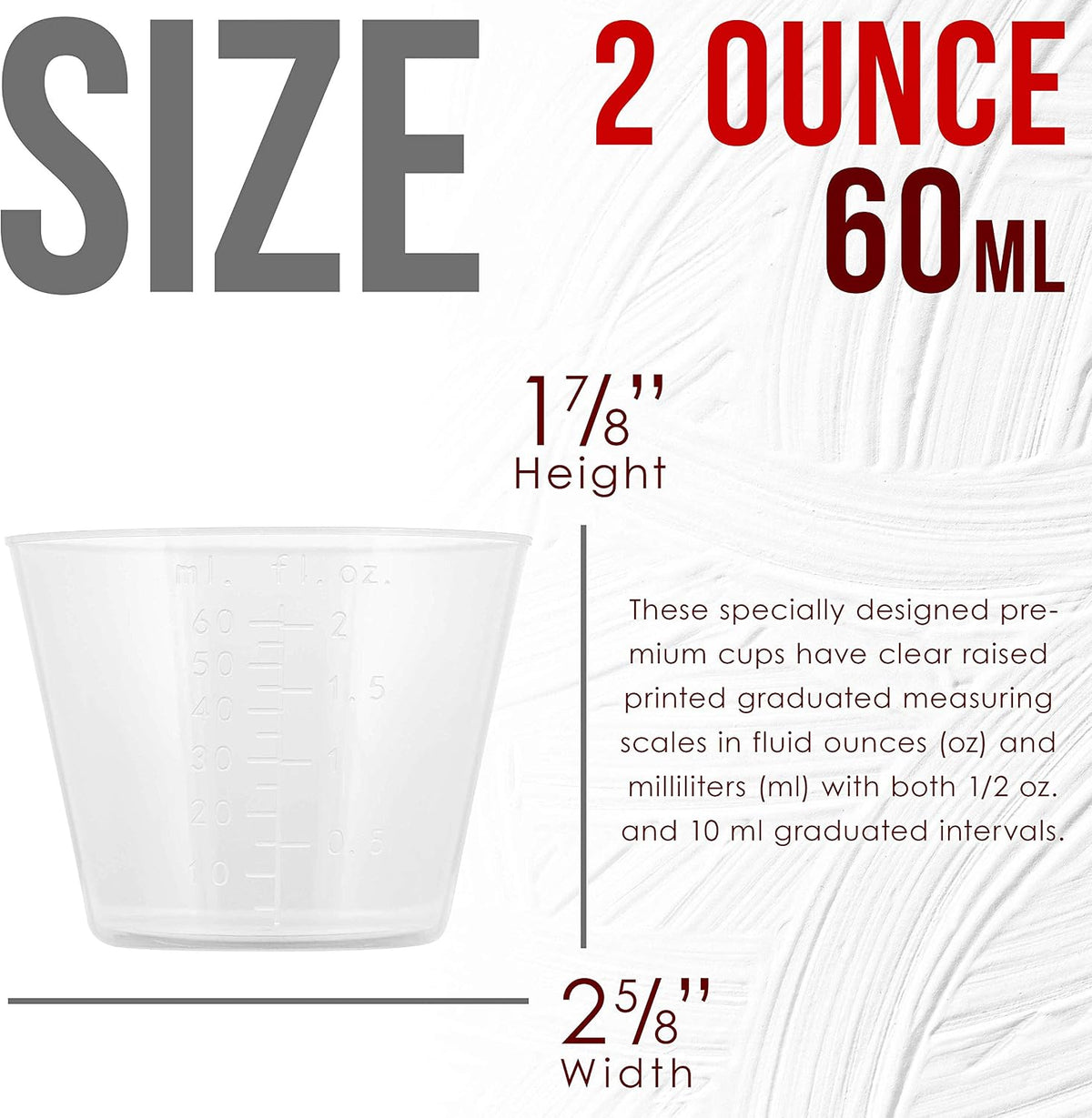 2 Oz (60 ml) Liquid Measuring Cups, 100 Pack with 25 Sticks