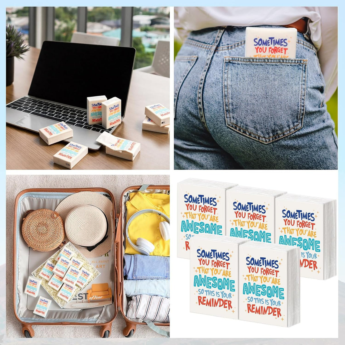 50 Pack Inspirational Pocket Tissues Travel Size for School Classroom