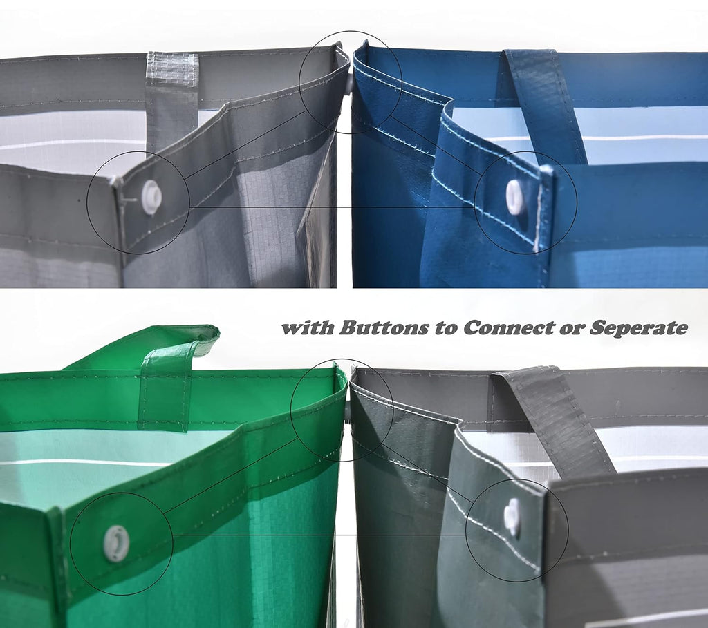 Reusable Recycle Bags, 3-Piece Separate Recycling Bin Set for Home, Kitchen, and Office - Waterproof Recyclable Waste