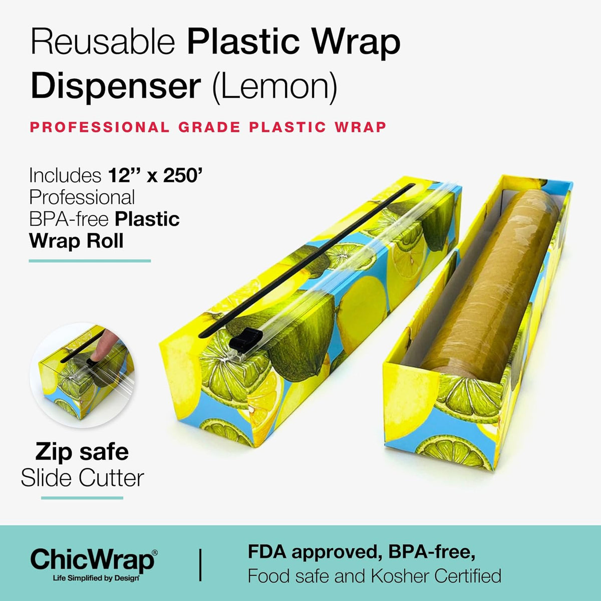 Lemon Style - Plastic Wrap Dispenser - Includes 12"x250' roll