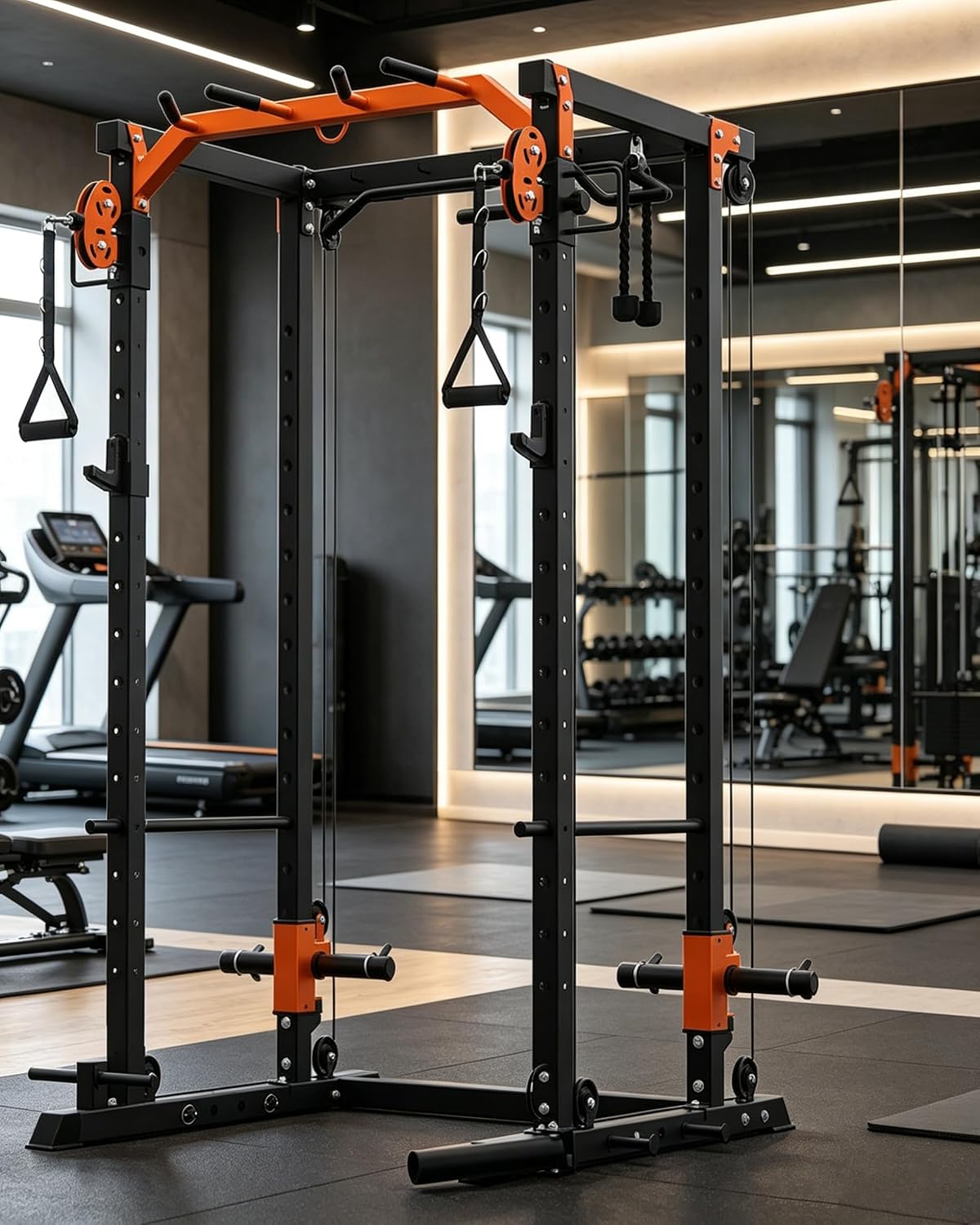 Power Cage, Power Rack with Cable Crossover System, 2000LBS Squat Rack with LAT Pull Down System, Workout Cage with
