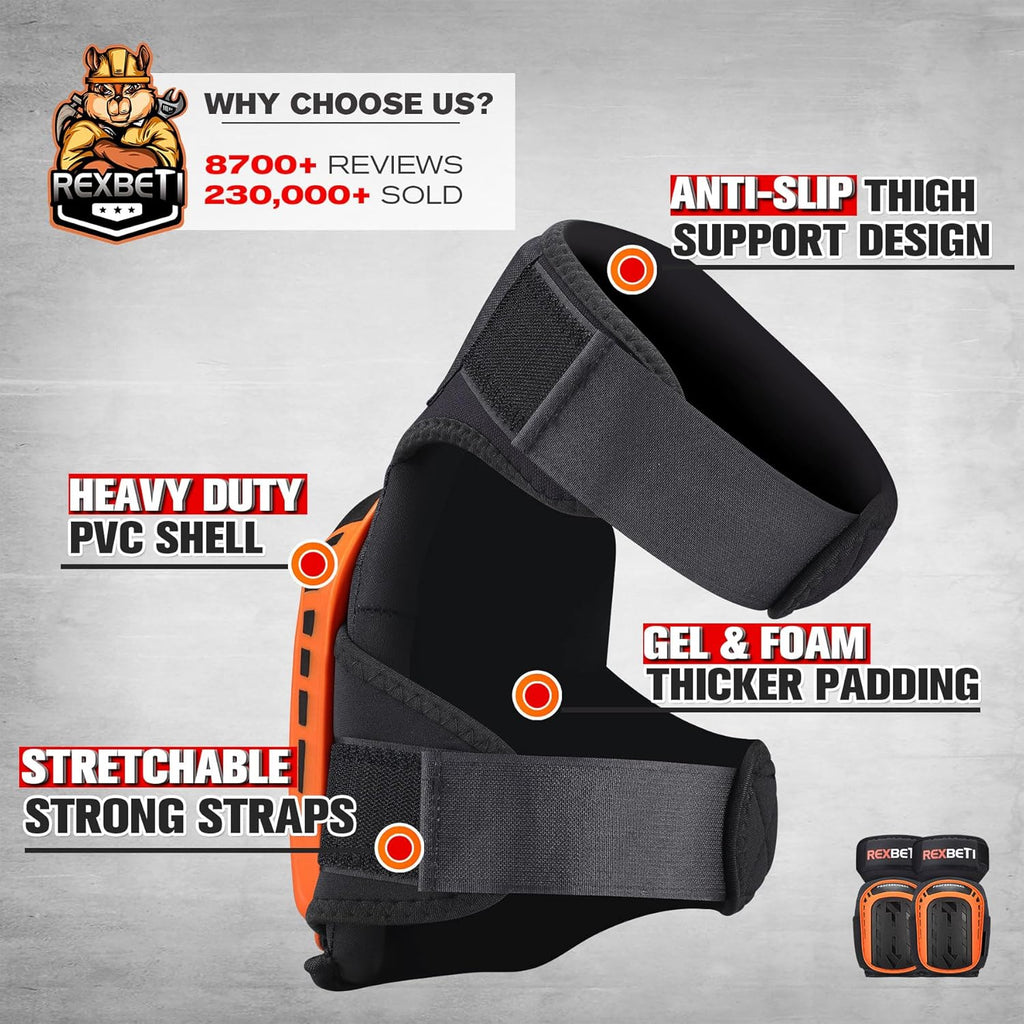 Construction Knee Pads for Men, Heavy Duty Comfortable Anti-slip Foam Gel Knee Pads for Gardening Flooring and