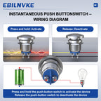 EBILNVKE 22mm Mushroom Head Momentary Push Button Switch, SPST 1NO