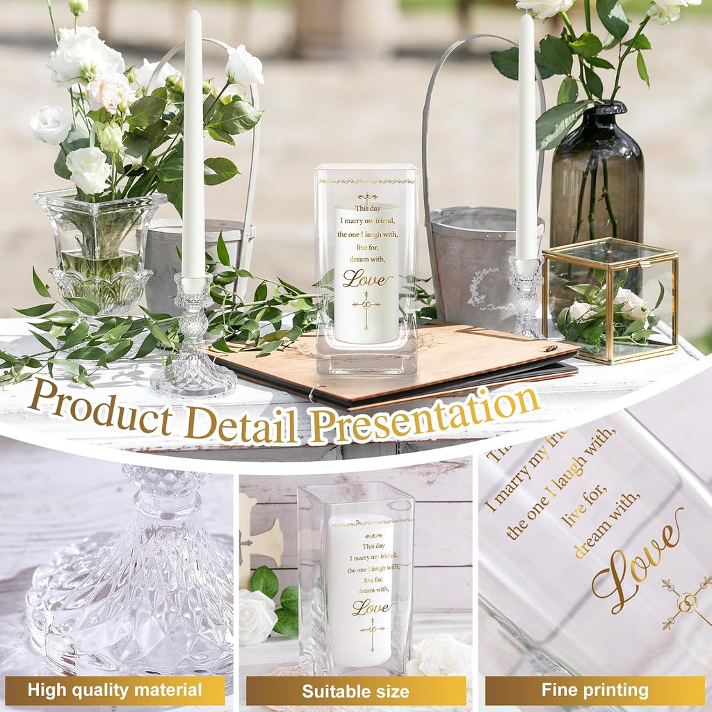3 Pcs Wedding Unity Candle Set for Church Ceremony, Cross
