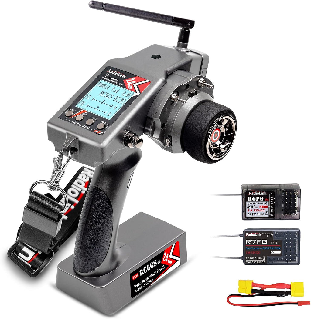 Radiolink RC6GS V3 7 Channels RC Transmitter R7FG&R6FG 2PCS Gyro Receivers | 2.4GHz 600m RC Remote and Receiver Kit