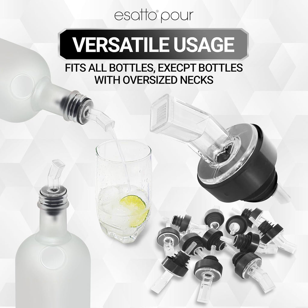 Screened Liquor Bottle Pourers, Built-in Filter Spout, 24 Pack