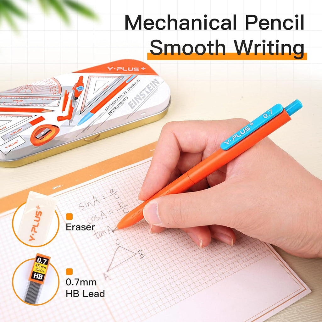 Geometry Set, Protractor and Compass Set for Students, 12Pcs | Compass Drawing Tool with Metal Case, Rulers