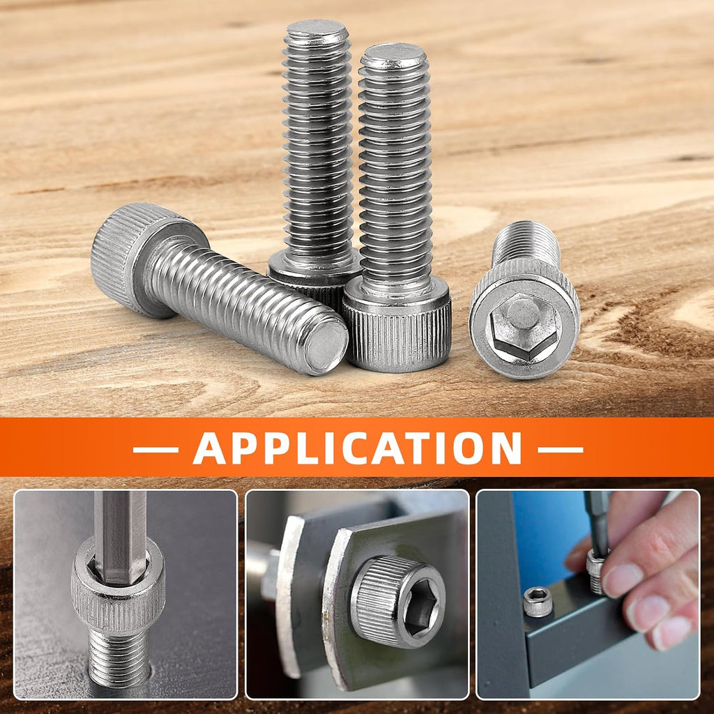 M10-1.5 x 20mm Socket Head Cap Screws, Allen Socket Drive, Stainless Steel 18-8 (304), Full Thread, Bright Finish, Machine Thread, Quantity 10