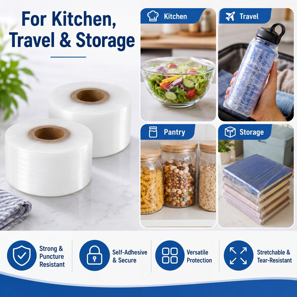 3 Rolls Mini Stretch Wrap for Bottles Jars Seals, 2in x 3150ft