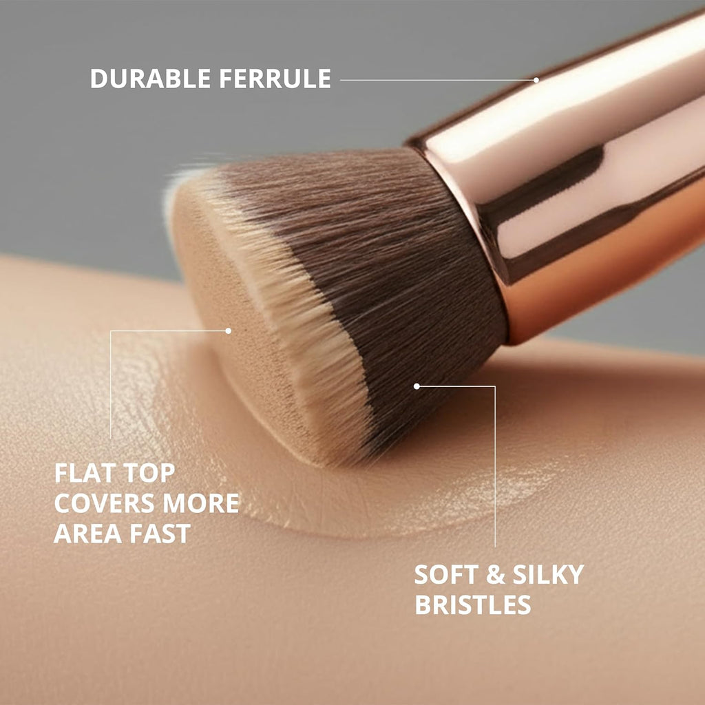 Flat Top Kabuki Foundation Brush - Liquid Cream Powder Face Brush