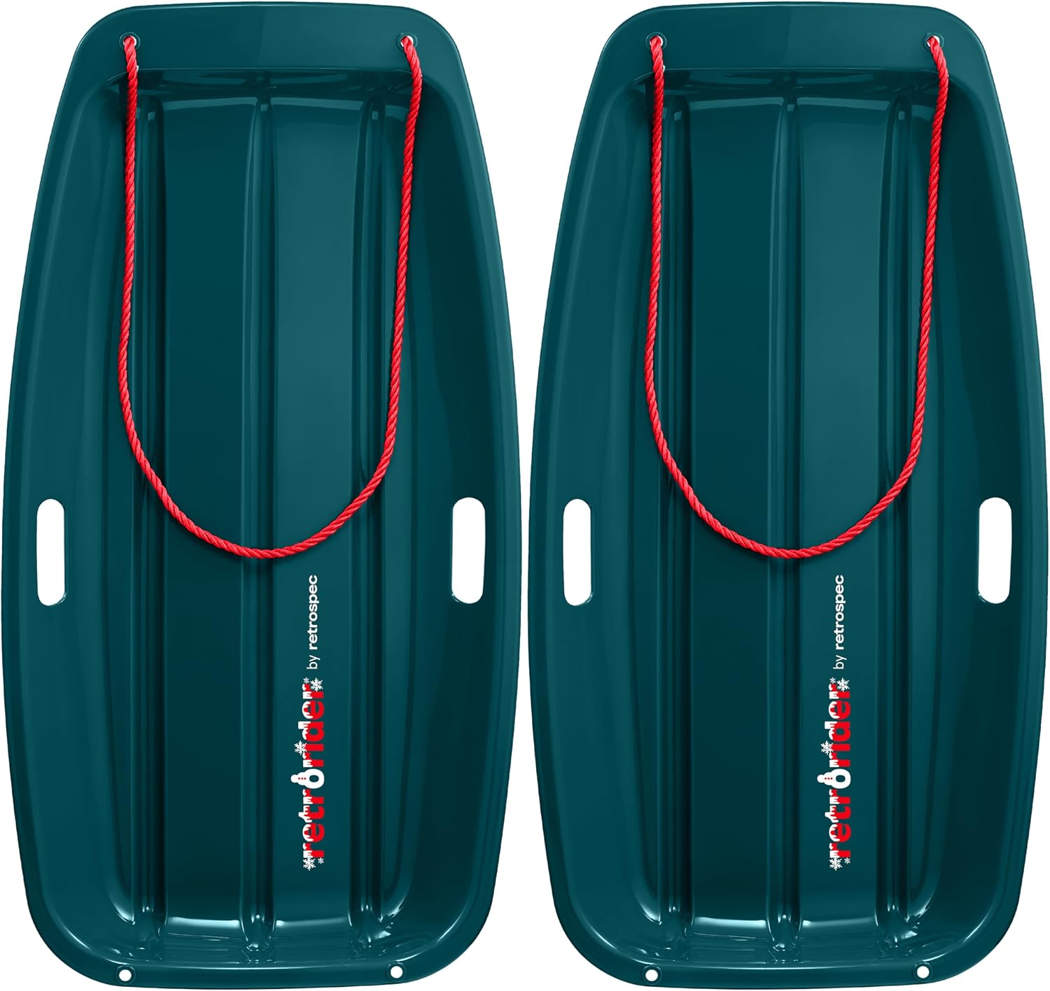Retrorider Plastic Snow Sled – Toboggan Style with Pull Rope, Cold-Resistant Coating, and Hard Bottom for Smooth