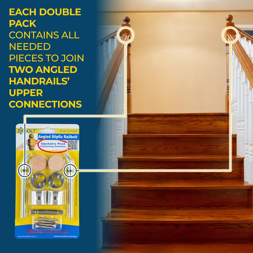 Angled Slipfix Railbolt, Handrail to Newel Post, 5 x 2-Pack, 13.960