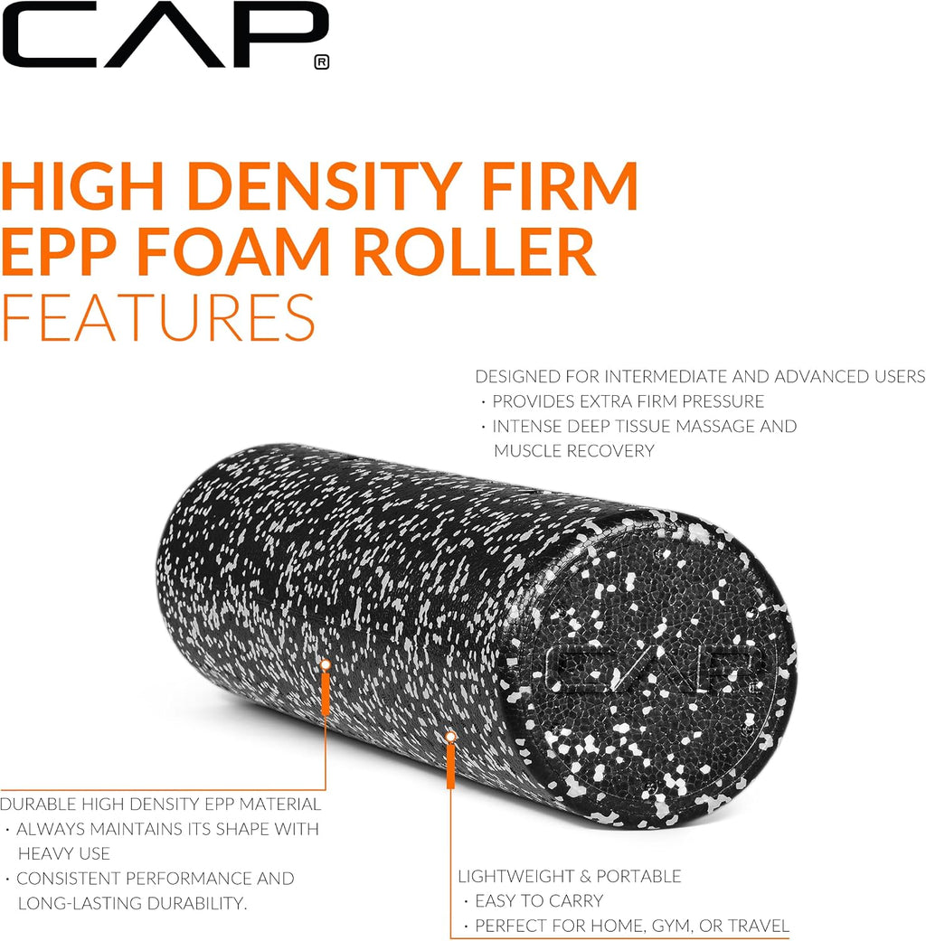 24-Inch Firm High-Density Foam Roller, Exercise & Recovery Massage, Speckled