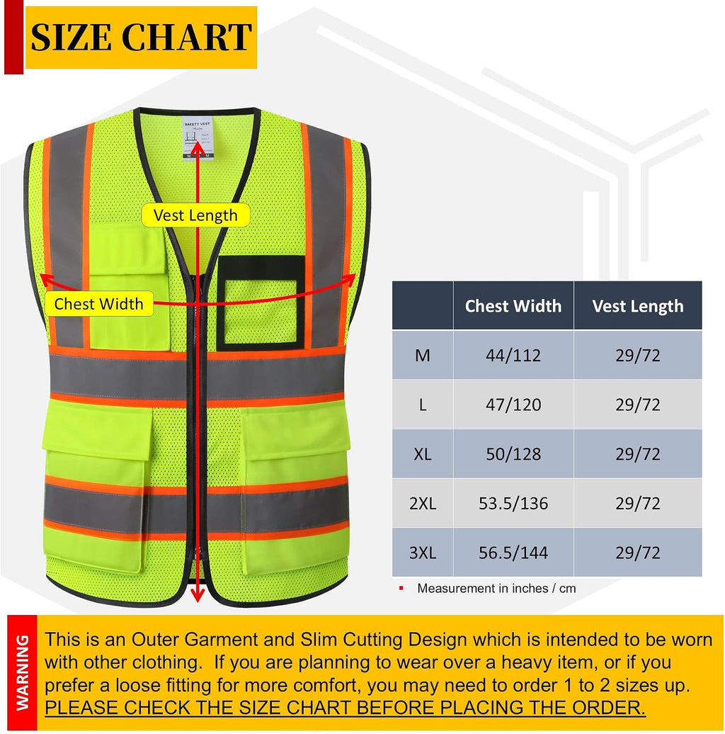 Reflective Safety Vest for Men Women Hi Vis Vest with 8 Pockets High Visibility Mesh Reflective Vest Meets ANSI/ISEA