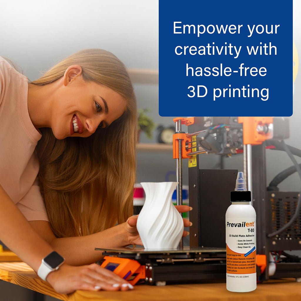 3D Printer Bed Adhesive Starter Pack - Prevailent T-80, 4 fl oz (118ml) | PLA, PETG, ABS, TPU & More, Bed Glue for