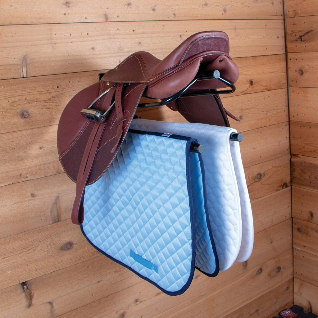 Saddle Rack with Pad Bar for Horse Enthusiast | Heavy-Duty Saddle Rack Wall Mount | Western & English Saddle Rack |