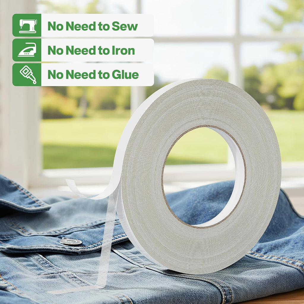 Hem Tape for Pants, 1/2inch*105FT, Double Sided Fabric Tape