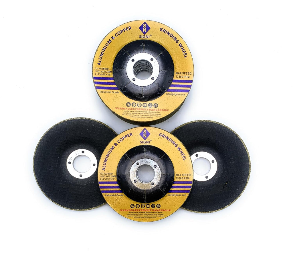 Signi Aluminum Grinding Wheel 4 1/2 for Aluminum Copper Non-Ferrous 10 Pack (Not Load While Grinding)