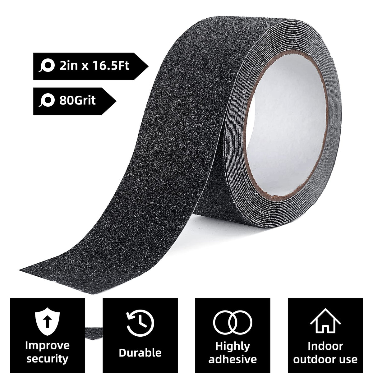 2" x16.5Ft Anti Slip Tape Black Heavy Duty Grip 1PC