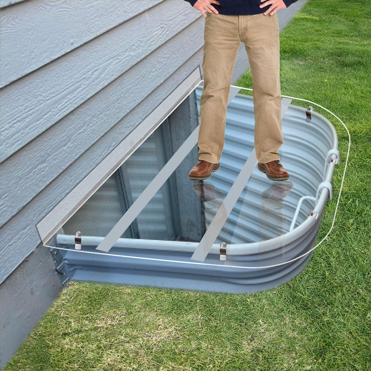 59" x 38" Clear Polycarbonate Window Well Covers Outside - Heavy Duty Waterproof Basement Egress Windows Well Covers