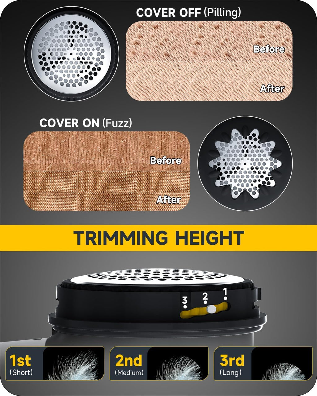 Fabric Shaver Lint Remover, Sweater Shaver to Remove Pilling | Lint Shaver with 2-Speed Power Adjustment, Fuzz Shaver