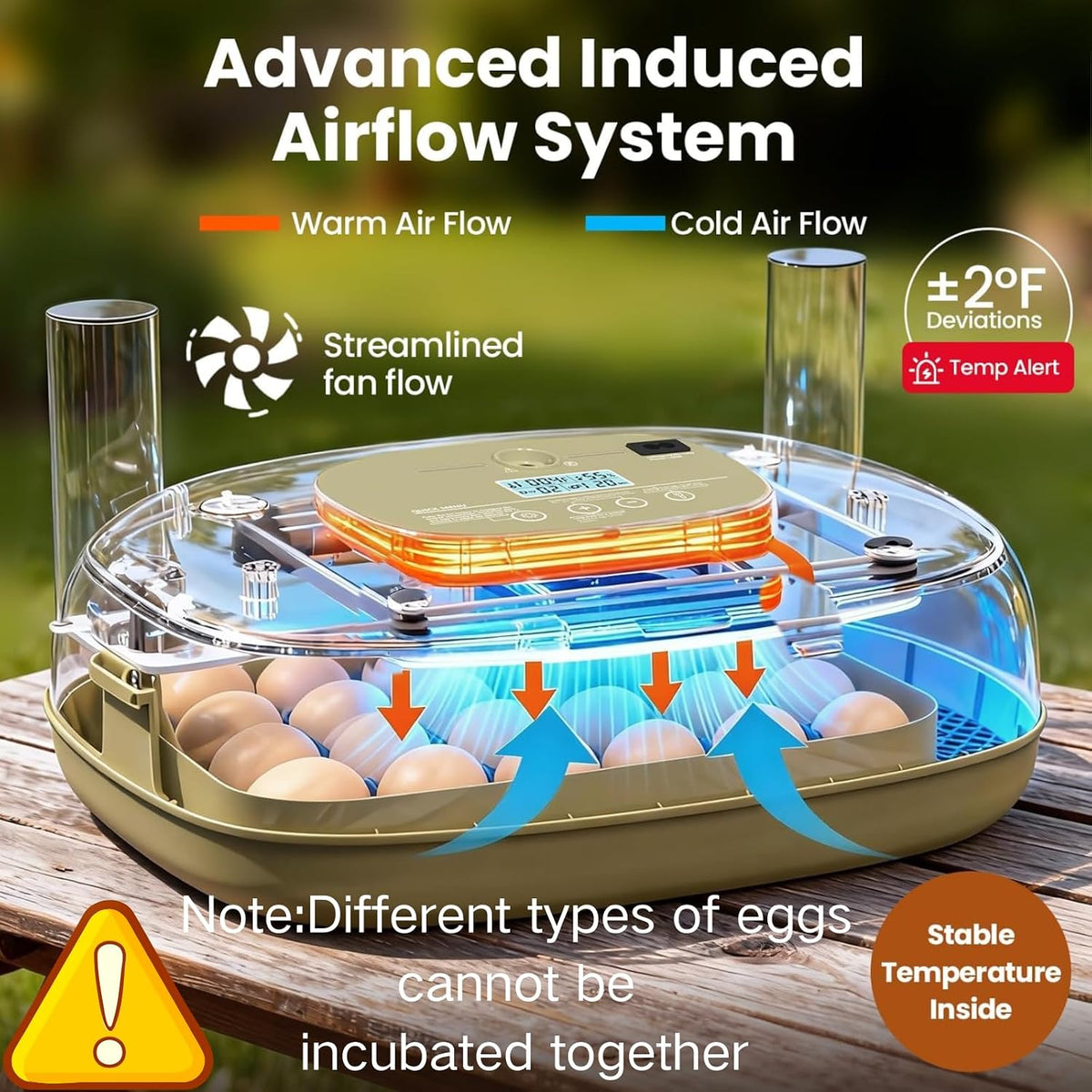 Incubators for Hatching Eggs,24 Eggs Capacity with Automatic Turning, Accurate Temp & Humidity Control, Egg Candler