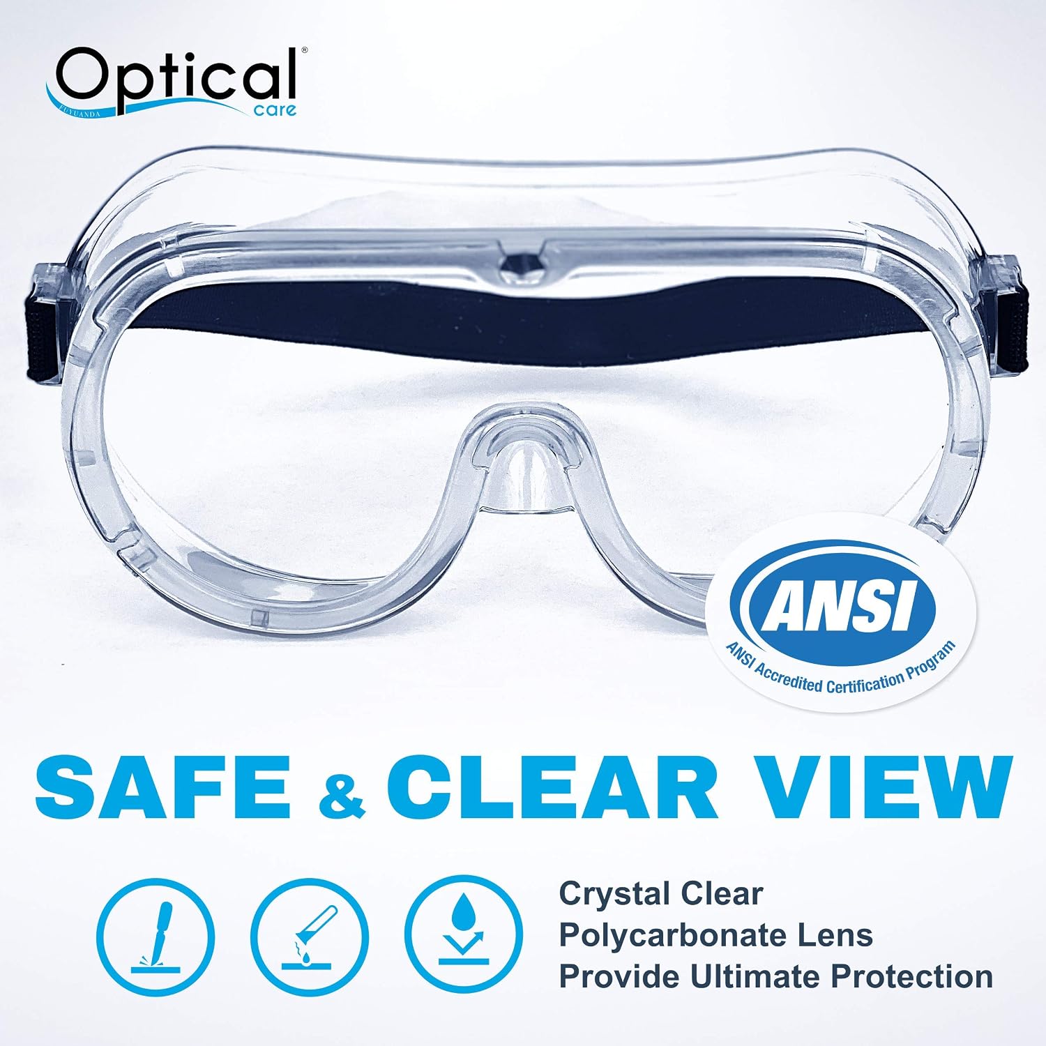 Safety Goggles FDA Registered Anti-Fog Fits Over Glasses Scratch Resistant Lab Science Chemistry Work Nurse