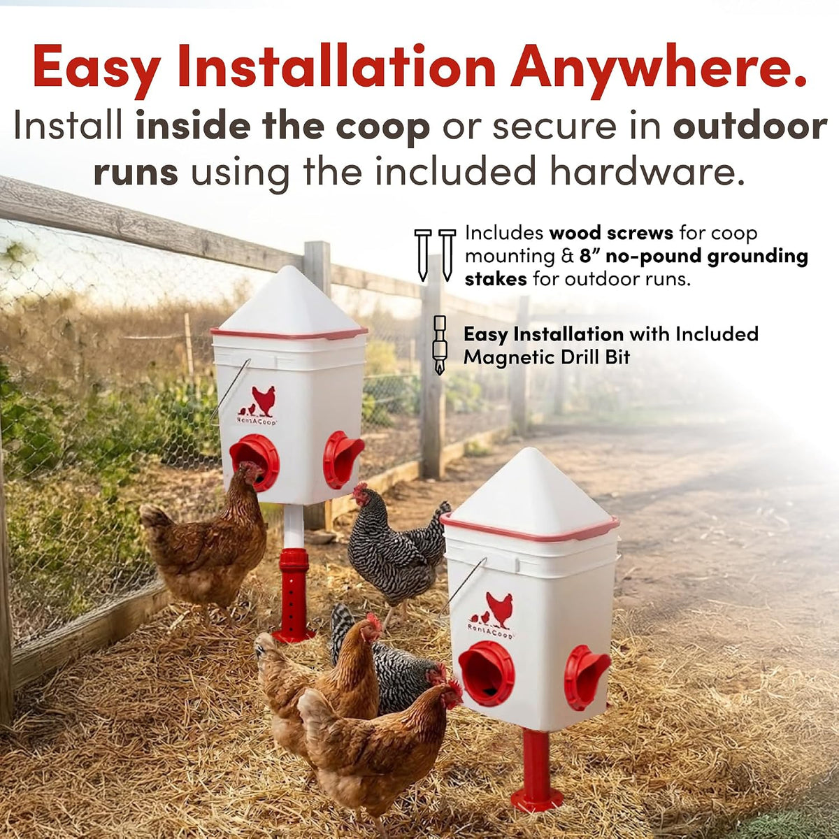 25lb Chicken Feeder with 4 Large Ports - Center Placement