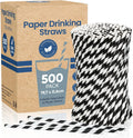 Black and White Paper Straws Disposable for Drinking 7.75'' 500ct