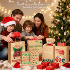 Christmas Gift Paper Bags Assorted Sizes, 24 Pack Holiday Paper Bags with Handles, 12 Assorted Designs in 4 Sizes –