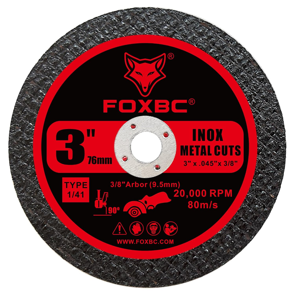 FOXBC 3 Inch Cut Off Wheel Discs, Metal & Stainless Steel Cutting Disc for Die Grinder, 3” x 3/64” x 3/8” - 50 Pack