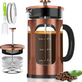 French Press Coffee Maker (21oz 600ML 3-4Cup) Coffee Press, with 4 Filters System, Heat Resistant Thickness