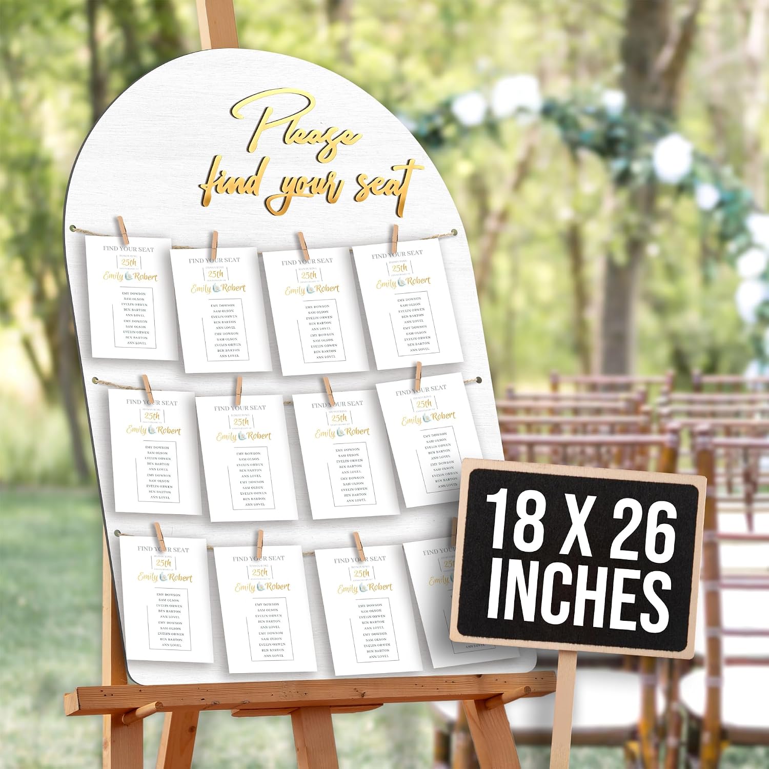 Wedding Seating Chart Board, Wood, 18x26 in, White