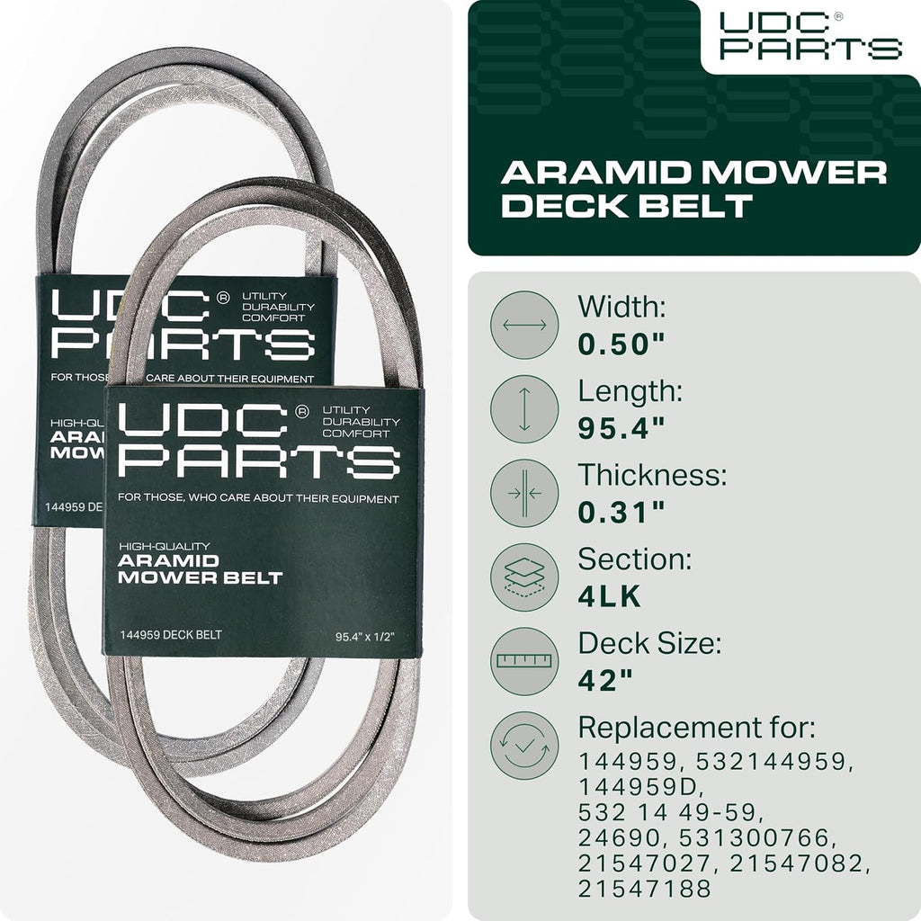 UDC Parts 144959 Deck Belt Replacement for Craftsman 42 Inch, 1/2" x 95.4" | Fits 532144959 Craftsman DLT3000 LT3000