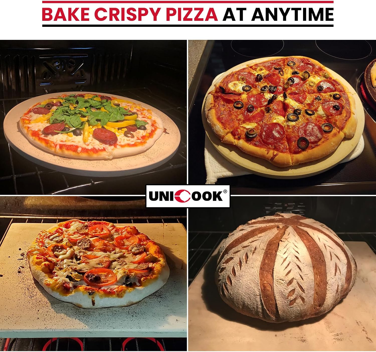 16" Round Pizza Stone for Oven and Grill, Cordierite Baking Stone