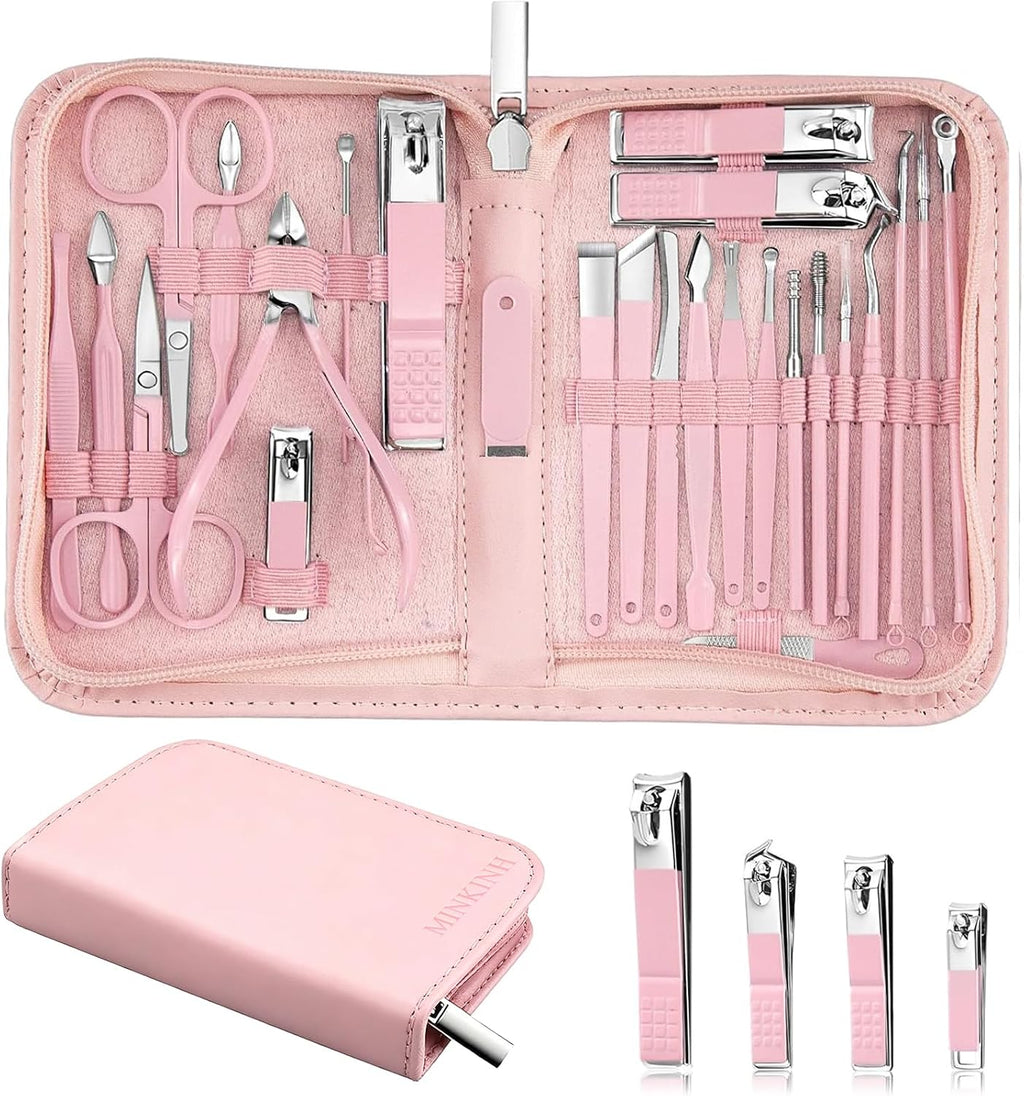 Manicure Set Nail Clippers Set Pedicure Kit, 26-Piece Pink