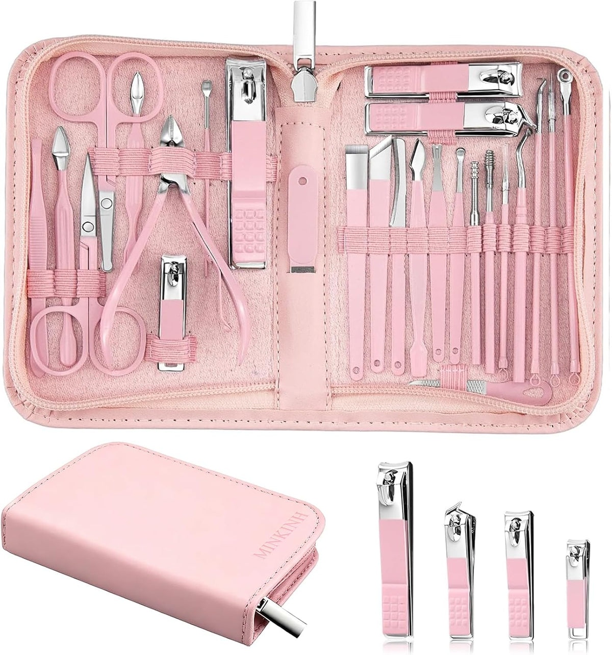 Manicure Set Nail Clippers Set Pedicure Kit, 26-Piece Pink
