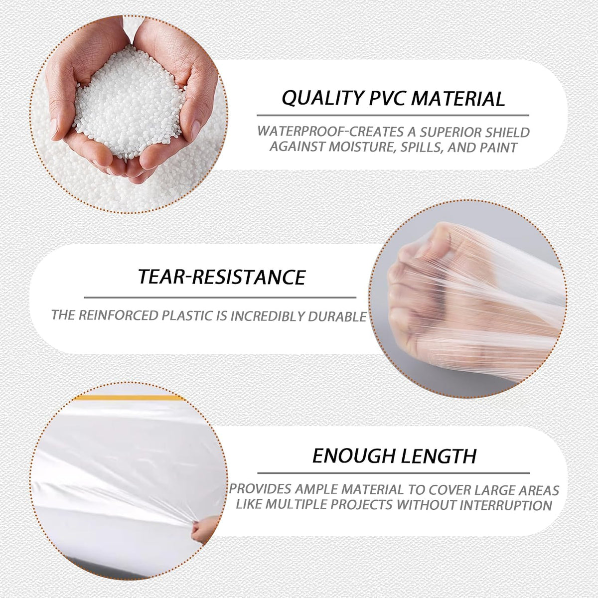 4 Rolls 8.9 x 65.6 ft Pre-Taped Masking Film, Plastic Drop Cloth with Tape