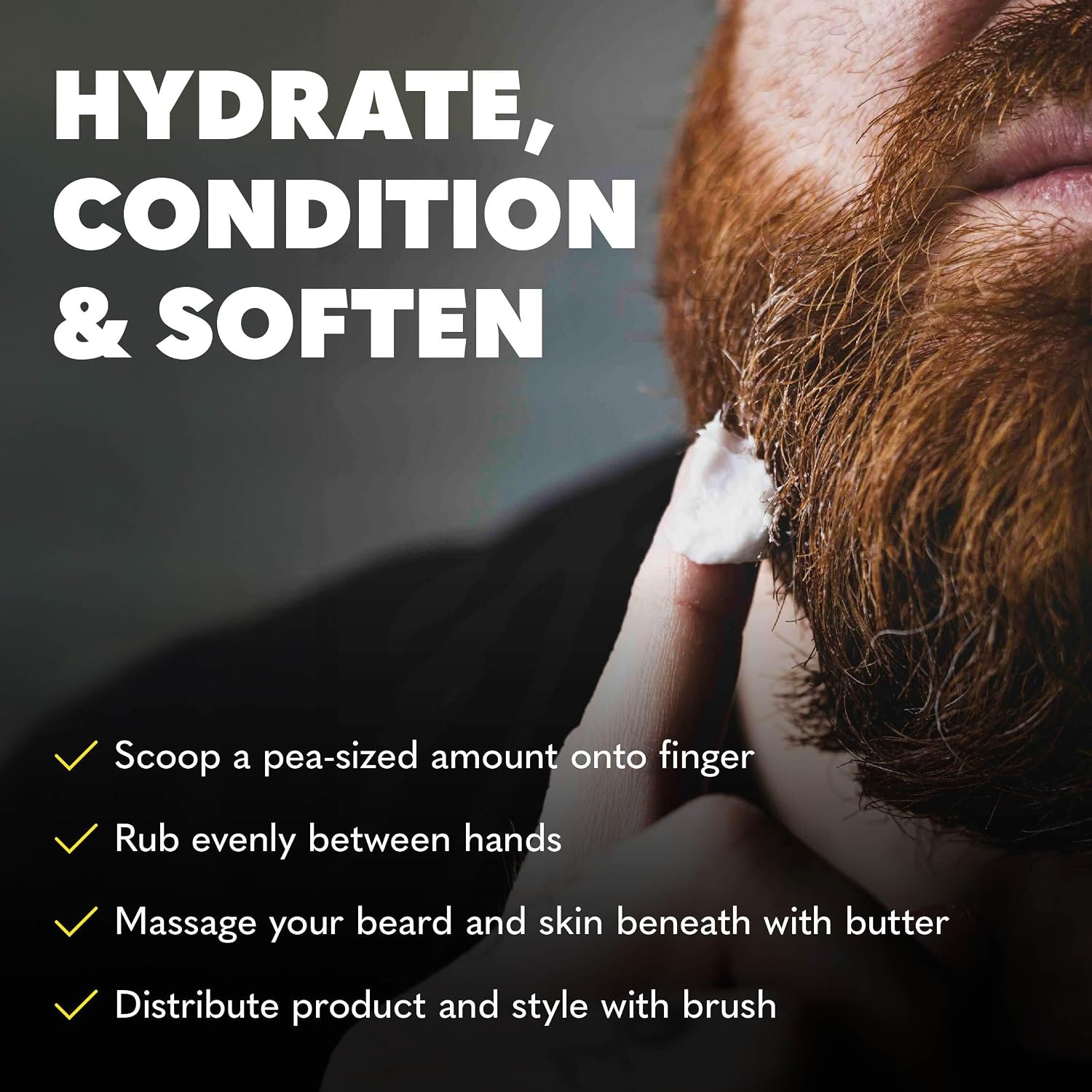 Biotin Beard Balm for Men - Beard Growth Shea Butter with Castor & Coconut Oil - Moisturizing, Hydrating and