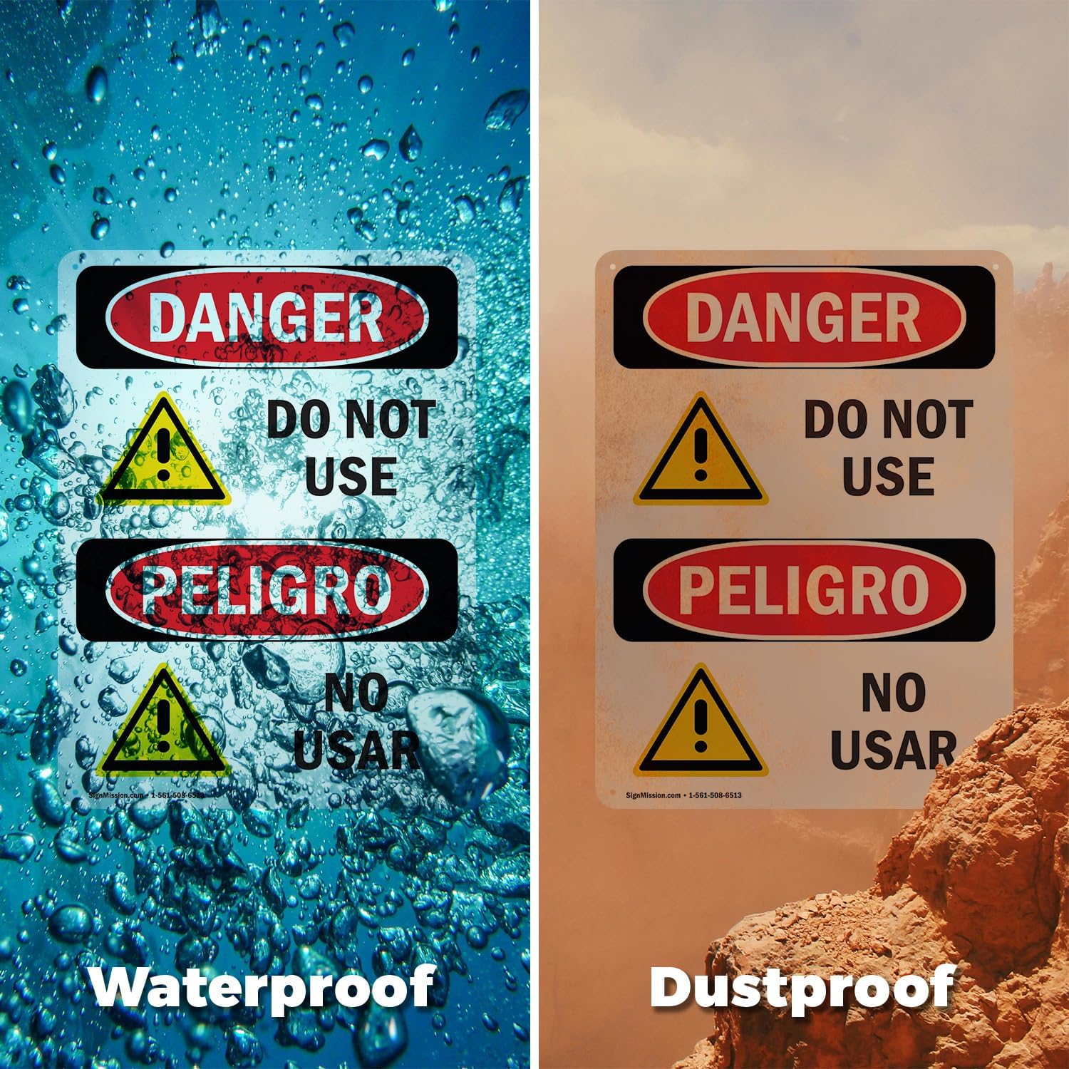 (2 Pack) Do Not Use OSHA Danger Sign 5 Inch X 3.5 Inch Vinyl Label Decal Sticker Weather Resistant, UV Protected for