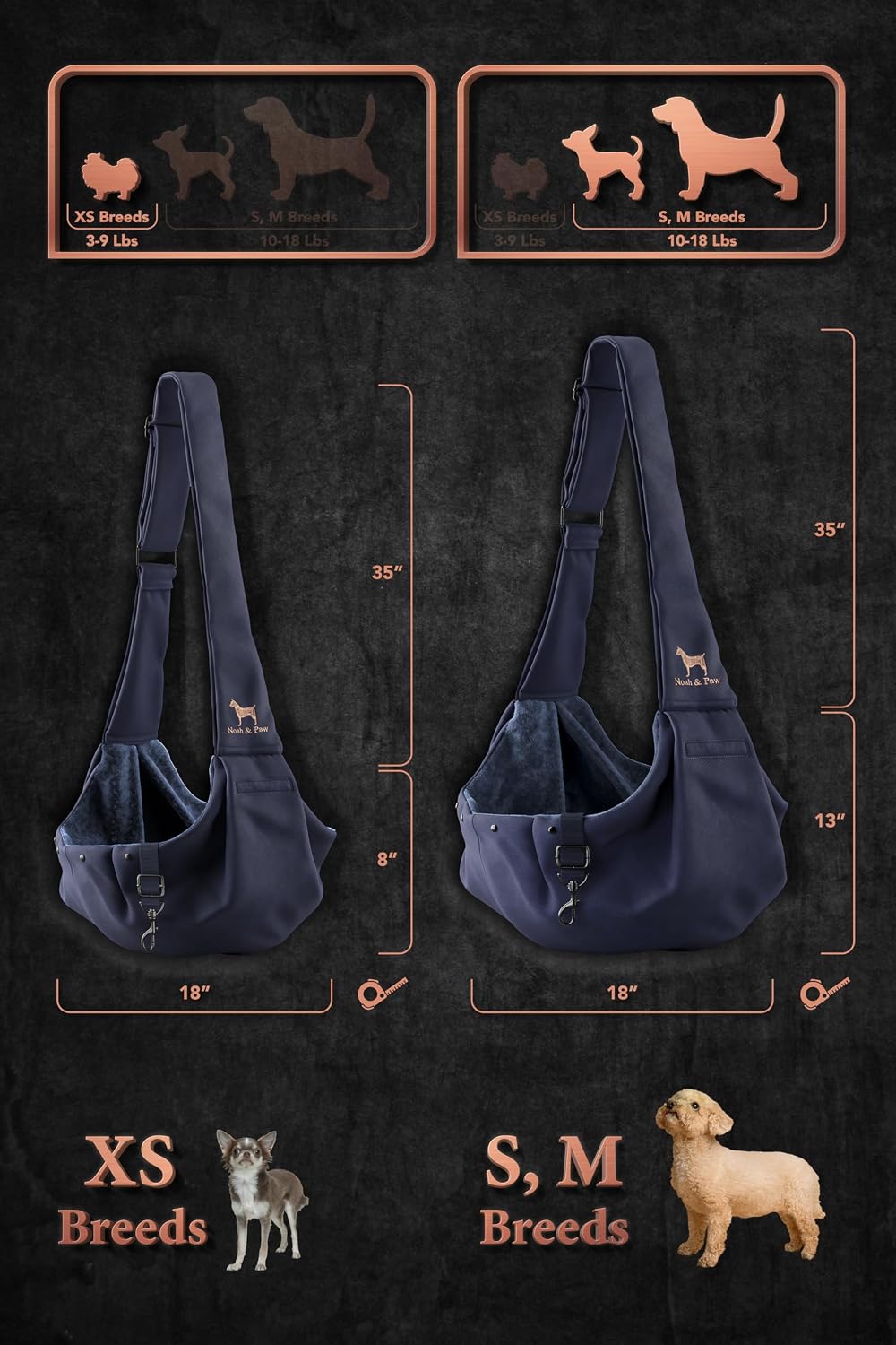 Dog Sling Carrier for Small Dogs 5-18lb, Dog Sling for Small Dogs and Cats, Dog Carrier with Adjustable Padded Strap