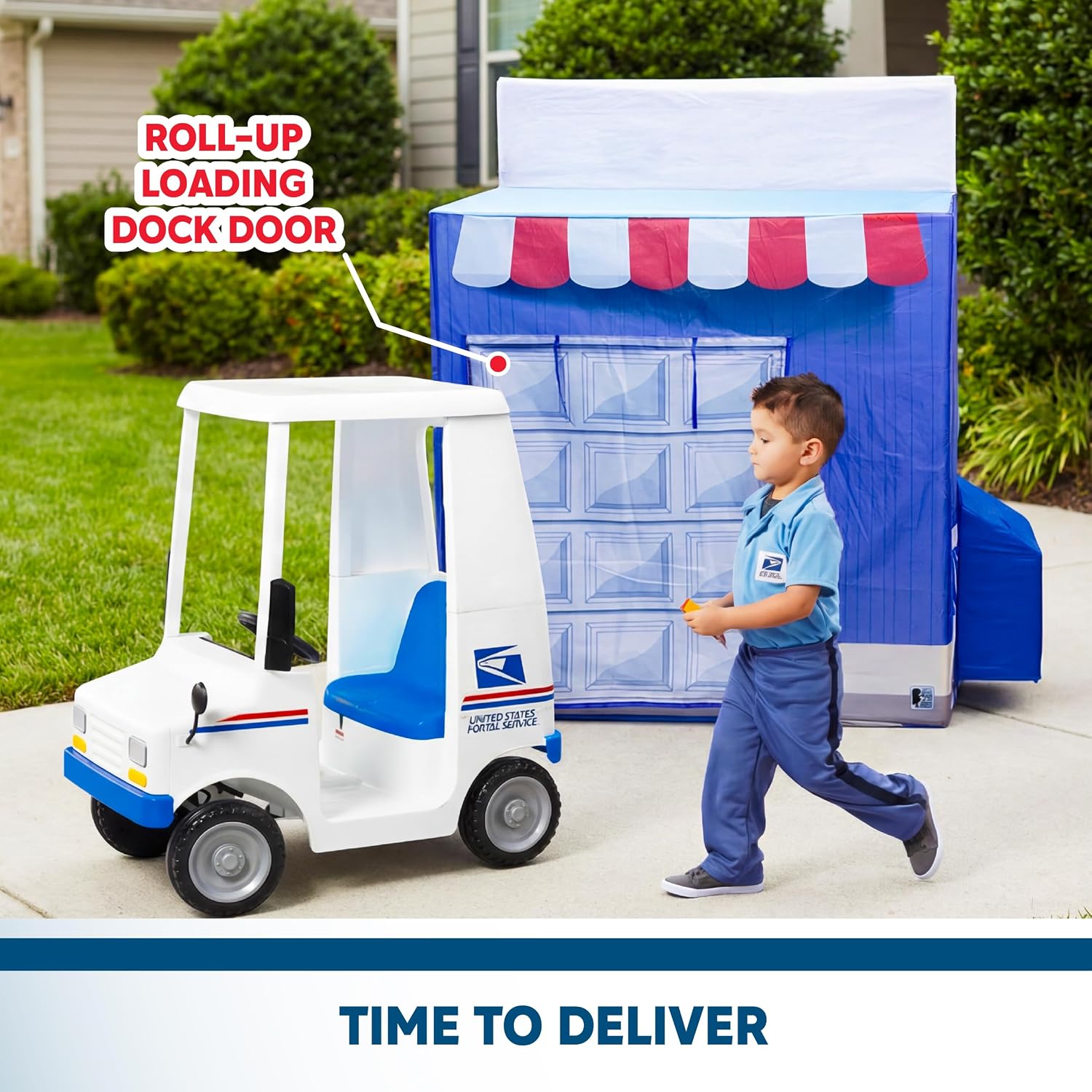 USPS Post Office Cape Cod Pretend Pop Up Play Tent - Kids Toys, Indoor Kid Tents, Outdoor Play Toys, Large Front and