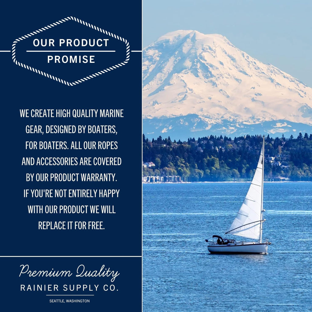 RainierSupplyCo Boat Anchor Rope - Double Braided Marine Rope Anchor Line - 50 ft x 1/4 Inch Nylon Boating Line with