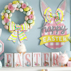 2 Rolls 2.5"×10 Easter Flag Ribbons Wired for Wreath Bow Wrapping (Easter)