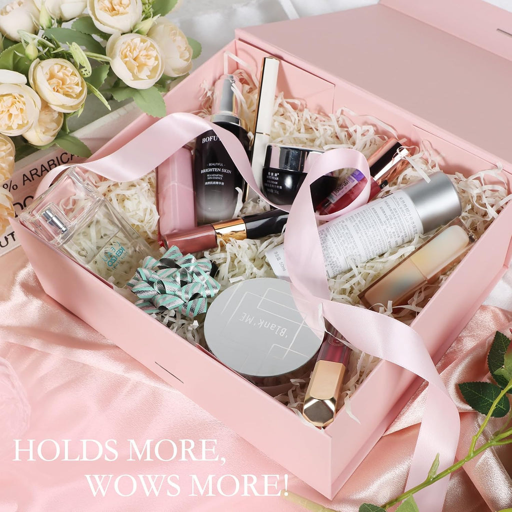 Pink Gift Box with Ribbon Magnetic Lids 2 Pack