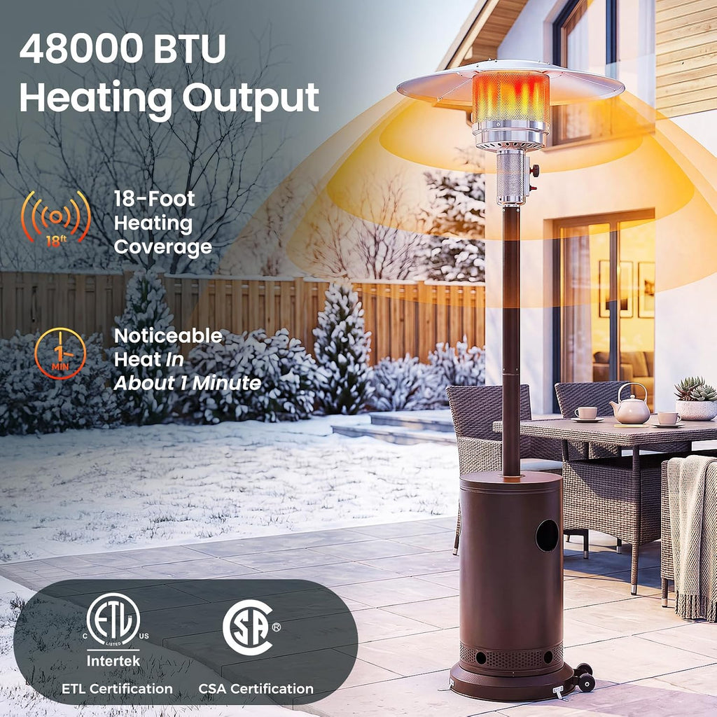 48,000 BTU Patio Heaters for Outdoor Use with Wheels
