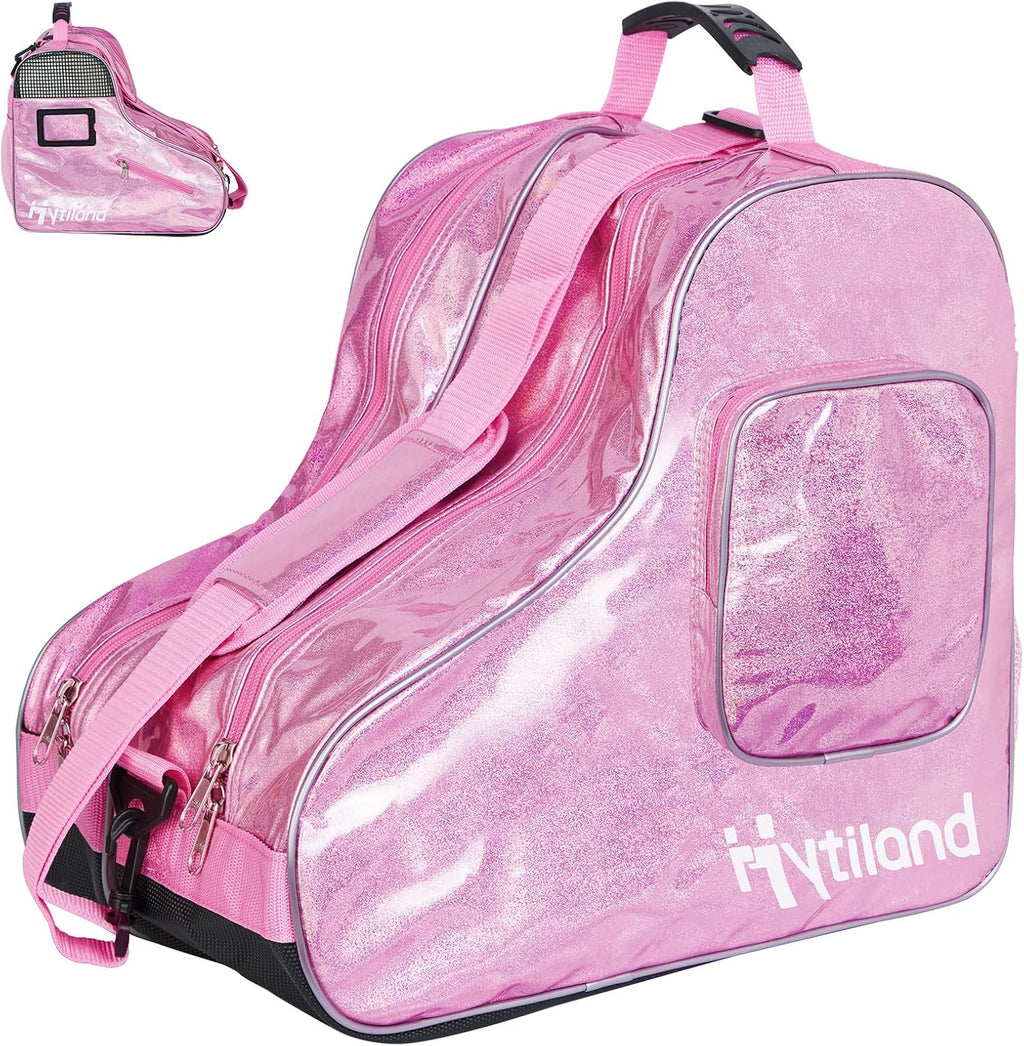 Roller Skate Bag for Inline Skates Ice Skates and Figure Skating Stylish Plain Holographic Fashion Design Spacious