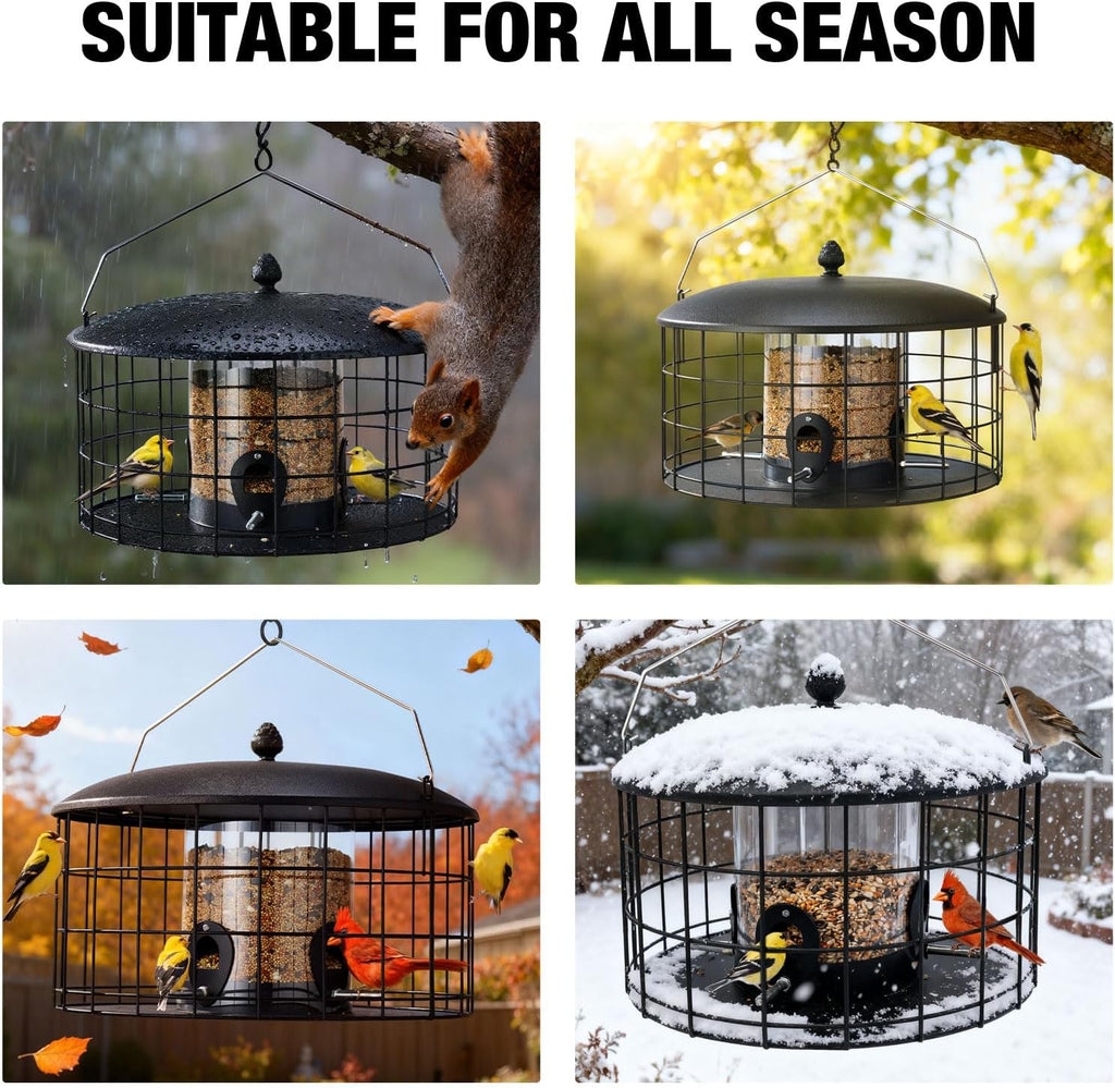 Squirrel Proof Bird Feeders for Outdoors Hanging, Extra Wide 11.8"