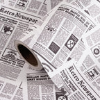 Kraft Retro Newspaper Wrapping Paper Roll - Mini Roll - 17 Inch x 16.5 Feet - Vintage Black and White Newspaper