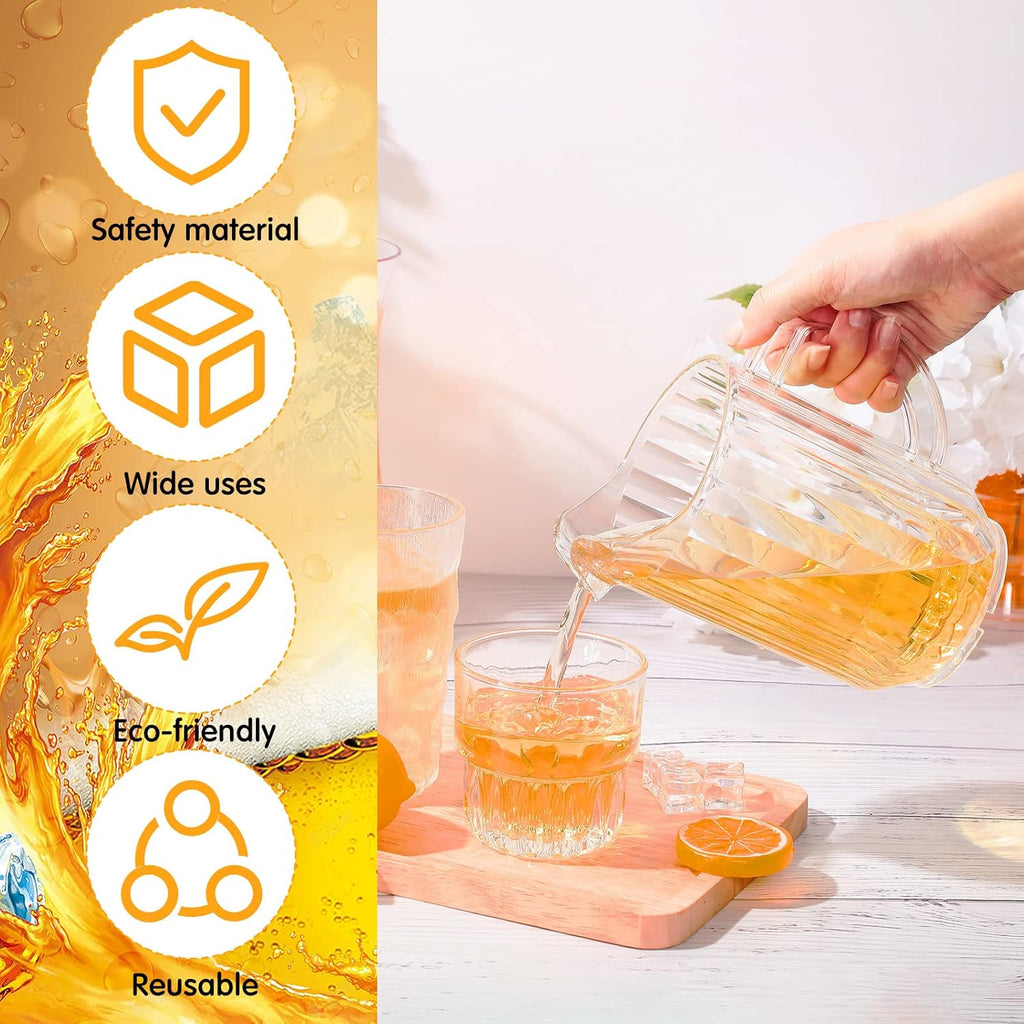 16 Pack Mini Clear Plastic Pitchers Bulk with Handle and Spout 32 oz